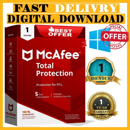 McAfee Total Protection 1 DEVICE / 5 YEAR (Account Subscription)