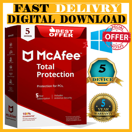 McAfee Total Protection 5 DEVICE / 5 YEAR (Account Subscription)
